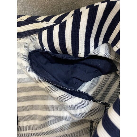 Merona Womens Blazer Knit Blue/White Striped Jacket Front Button Textured Size S - Picture 6 of 6